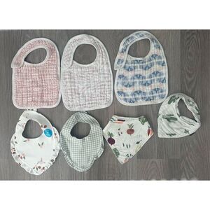 Baby Girl Bib Lot (Aden and Anais, Angel Dear, Bebe au Lait, Carters)